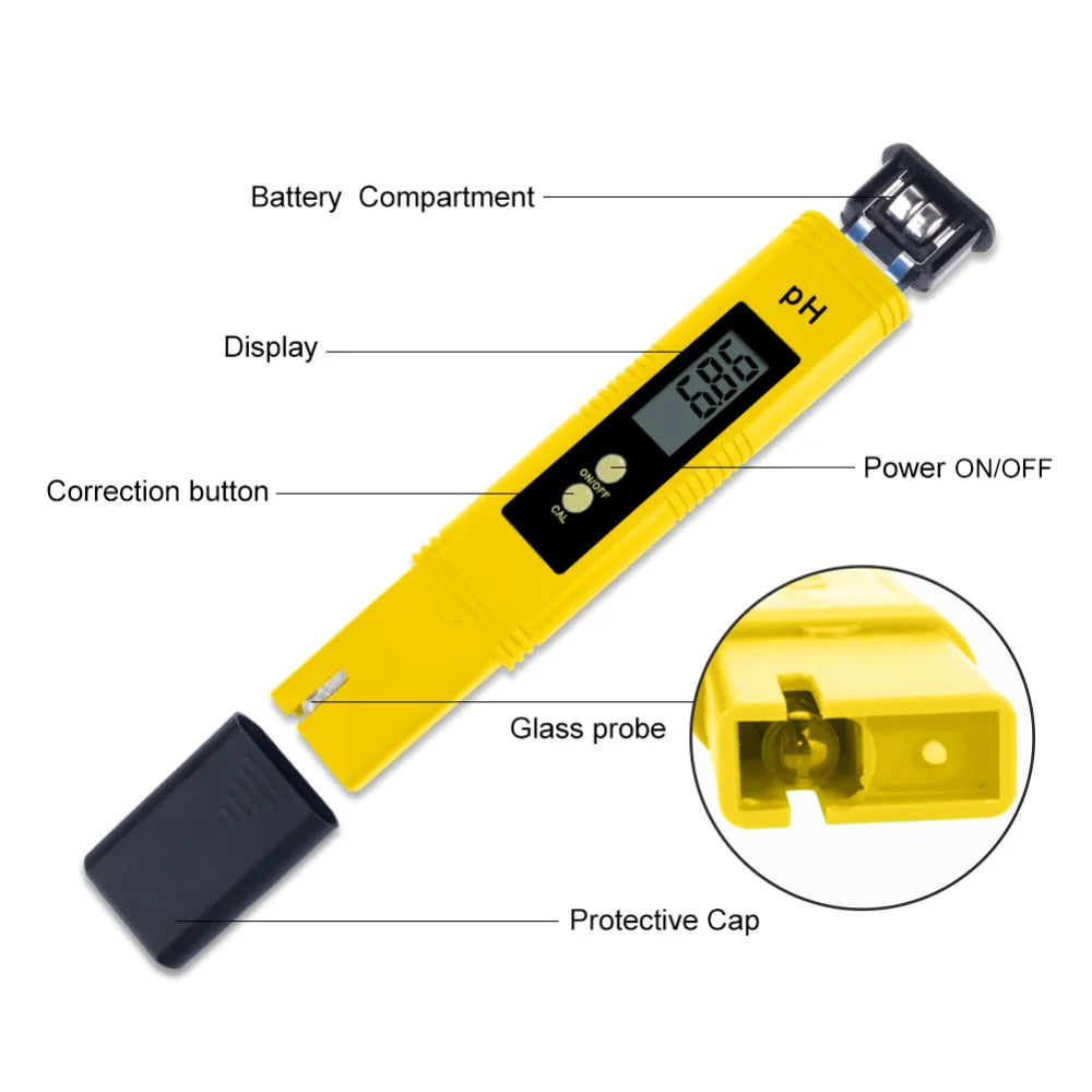 Digital pH Meter 0.00–14.00 pH | Automatic Calibration Pen Tester