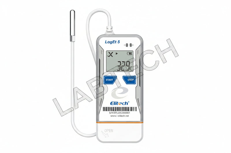 Elitech LogEt 5 THE Temperature and Humidity Data Logger Reusable Recorder with External Probe, Shadow Data, Auto PDF/ CSV Report, 32000 Points