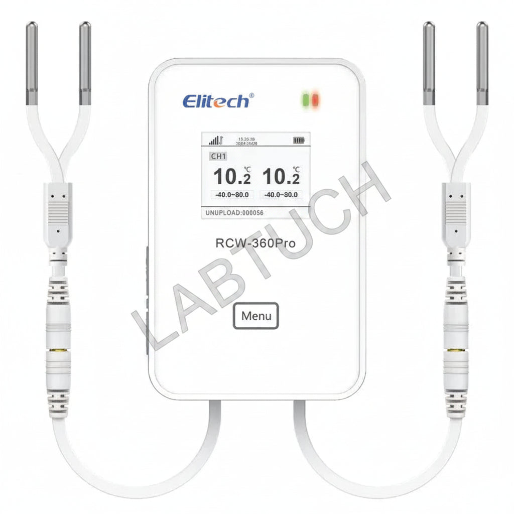 Elitech 4G or WiFi Real-Time Temperature Humidity CO2 Digital Data Logger, Diverse Replaceable Probes, 100000 Points, Cloud Data Storage, SMS/Email/APP/Web Alarm,Dual External Expansion Channel,RCW-360Pro-DC