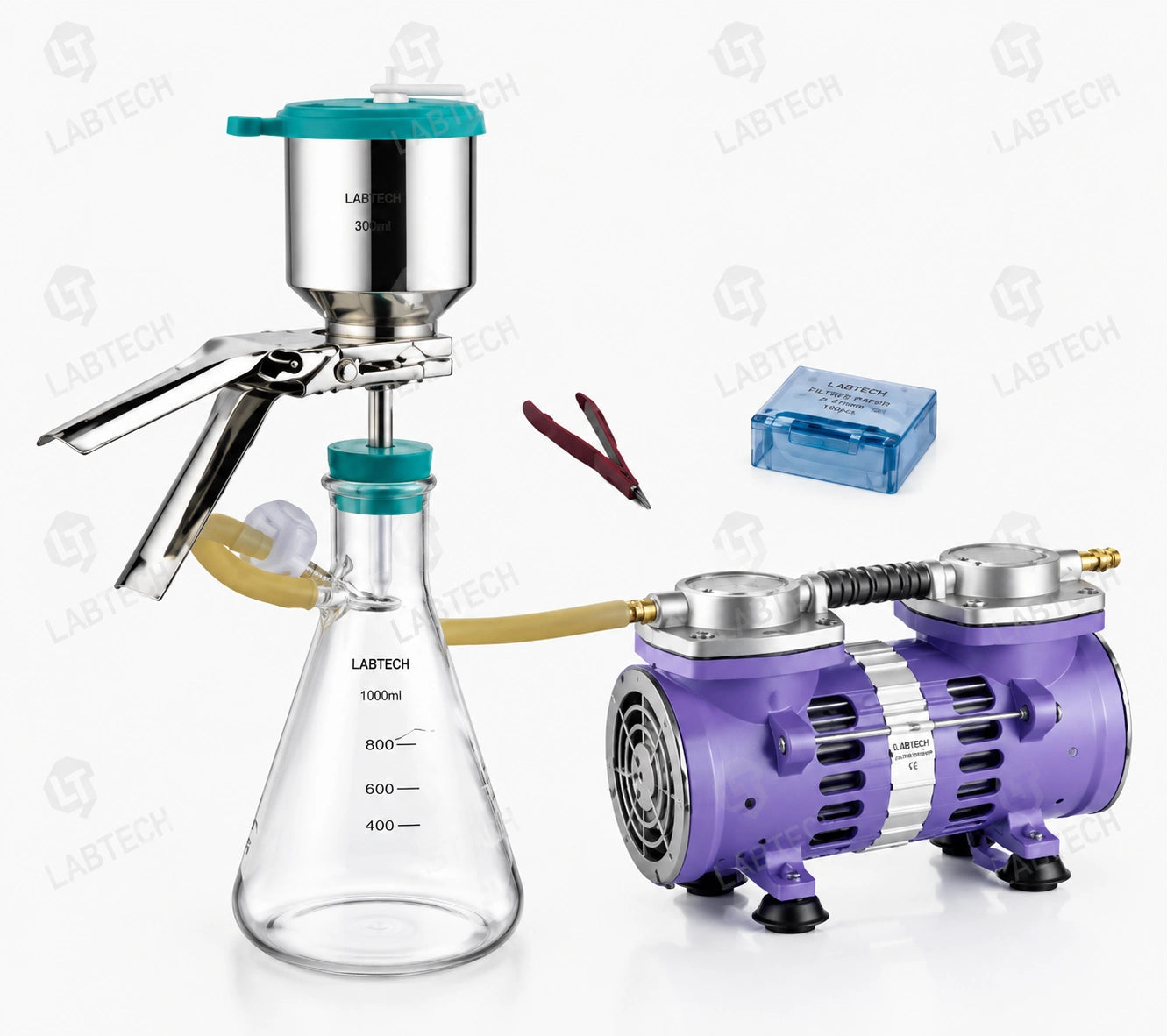 Glass Vacuum Filtration Assembly 300 ml Funnel with 1000 ml Flask