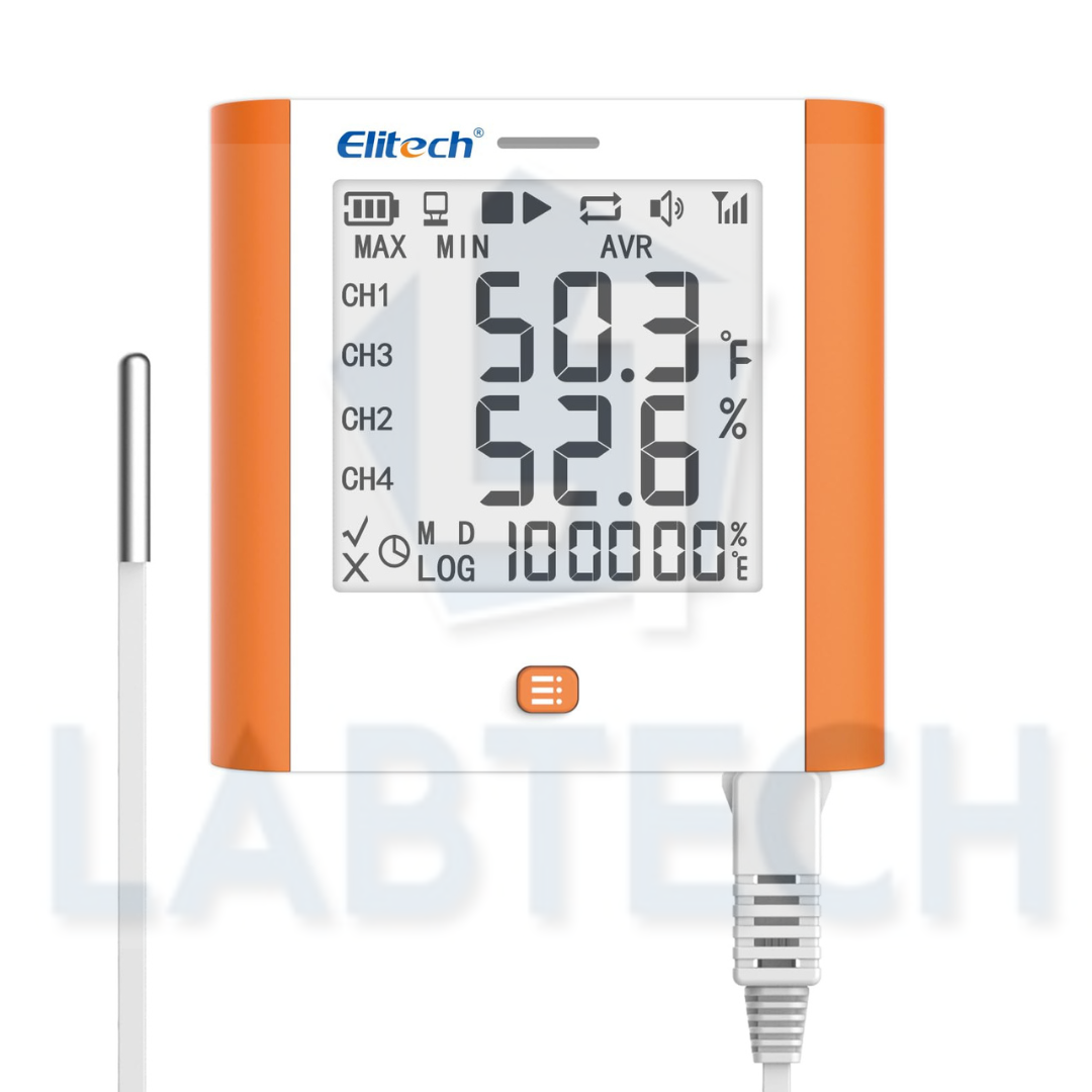 Elitech 100,000 Points Digital Temperature Humidity Data Logger Medical Refrigerator Thermometer Vaccine Fridge Temperature Monitor Max Min Average Value GSP-8