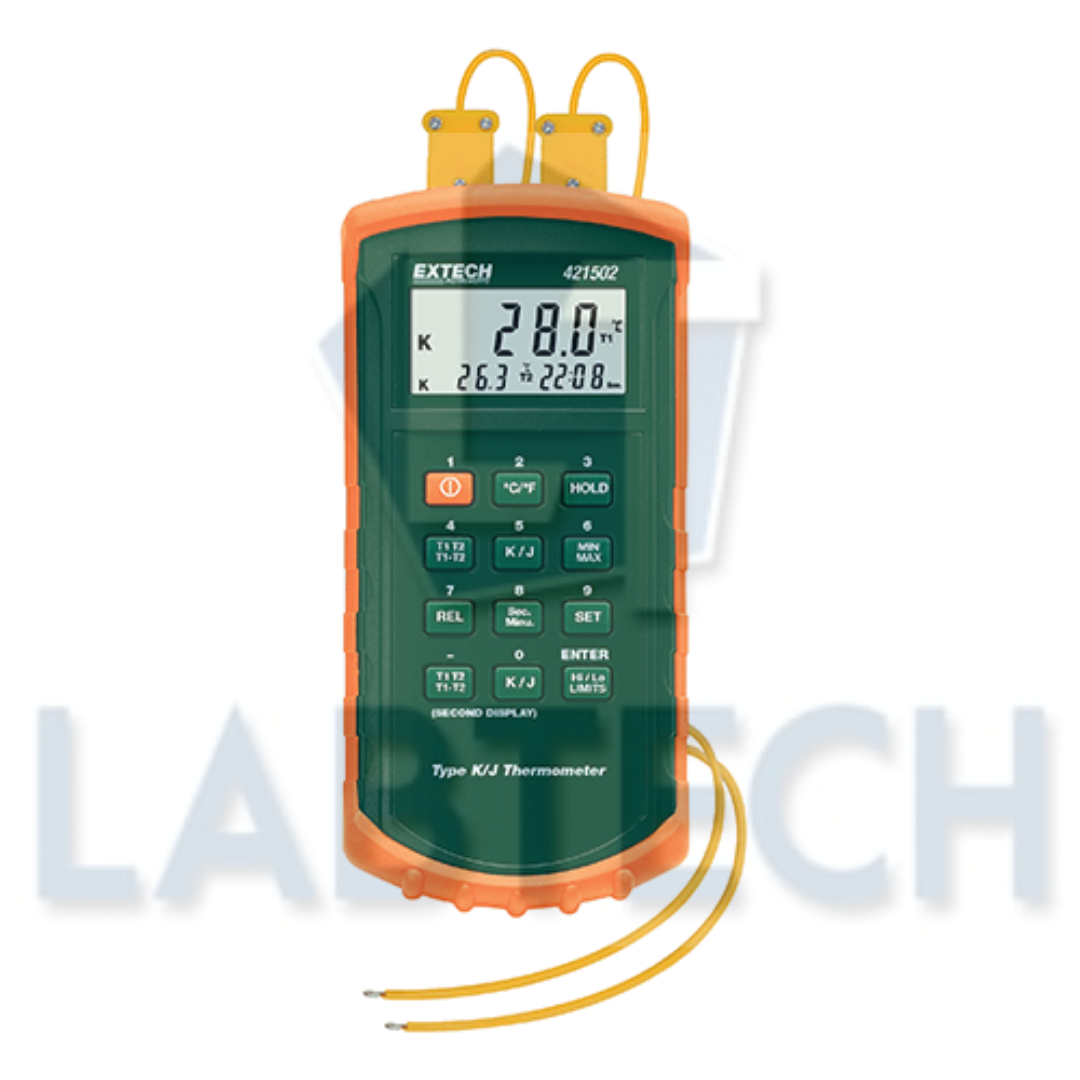 Extech 421502 Type J/K, Dual Input Thermometer with Alarm